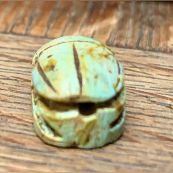 Vintage Hand Carved Egyptian Scarab Beetle Jewelry Bead - Picture 2 of 15